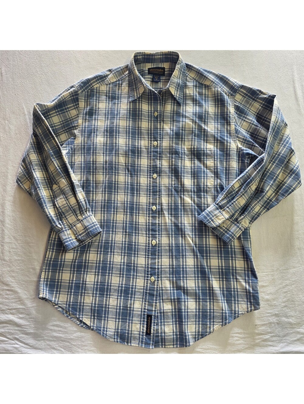 Vintage 90s Abercrombie Fitch Plaid Button Up Shirt Mens M Sun Wind Sand Y2K